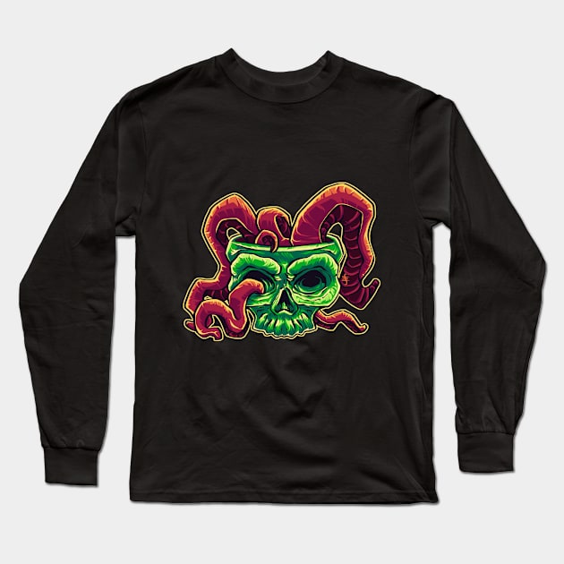 A Skull Full of Tentacles Long Sleeve T-Shirt by Gloomlight